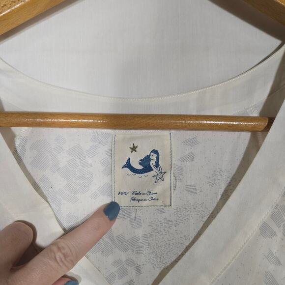 Anthropologie Mermaid Cotton Silk Knee Landscape Sunset Beach Medium Dress - Picture 6 of 11